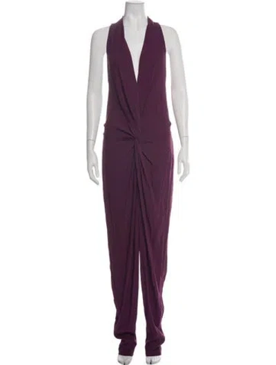 Pre-owned Diane Von Furstenberg V-neck Jumpsuit In Purple