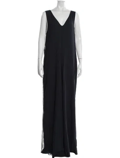 Pre-owned Diane Von Furstenberg V-neck Jumpsuit W/ Tags In Black