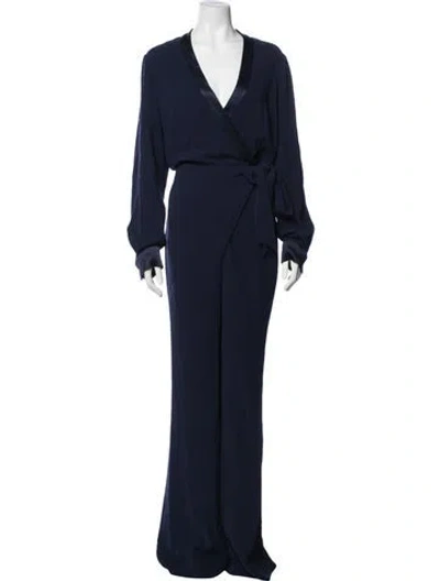 Pre-owned Diane Von Furstenberg V-neck Jumpsuit W/ Tags In Blue