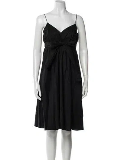 Pre-owned Diane Von Furstenberg V-neck Knee-length Dress In Black