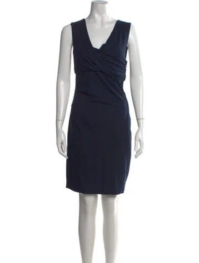Pre-owned Diane Von Furstenberg V-neck Knee-length Dress In Blue