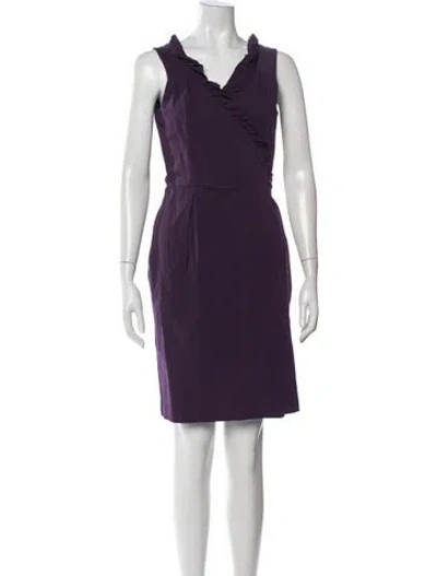 Pre-owned Diane Von Furstenberg V-neck Knee-length Dress In Purple