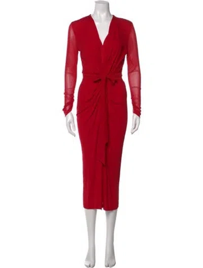 Pre-owned Diane Von Furstenberg V-neck Knee-length Dress In Red