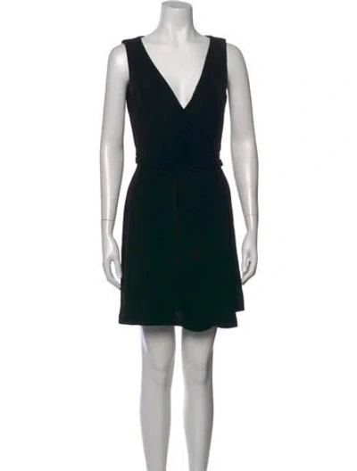 Pre-owned Diane Von Furstenberg V-neck Mini Dress In Black