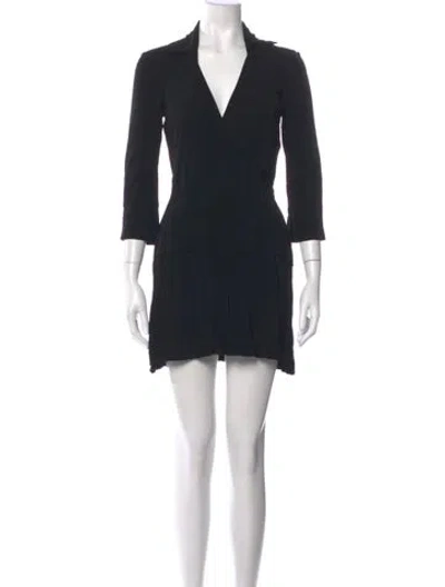 Pre-owned Diane Von Furstenberg V-neck Mini Dress In Black