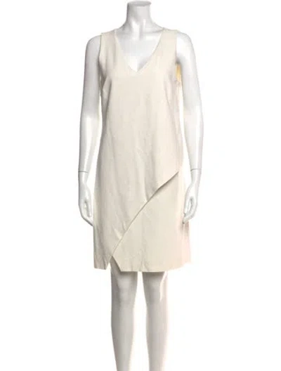 Pre-owned Diane Von Furstenberg V-neck Mini Dress In Neutral