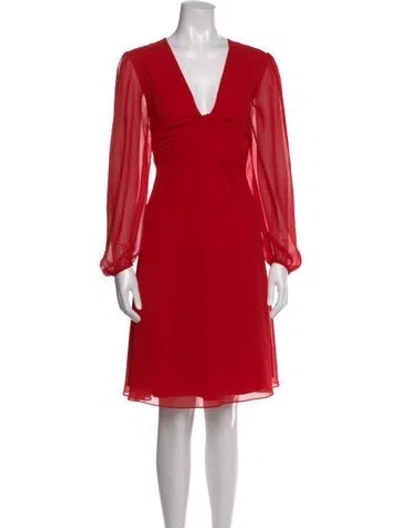 Pre-owned Diane Von Furstenberg V-neck Mini Dress W/ Tags In Red