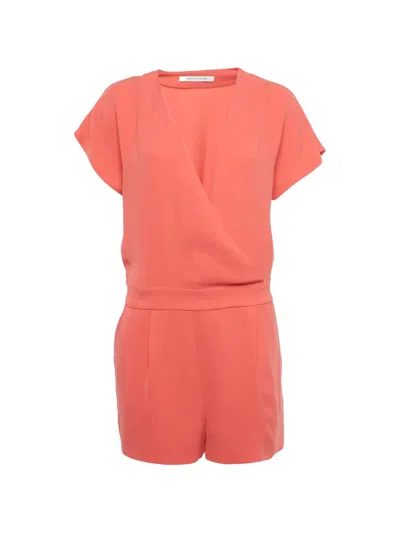Pre-owned Diane Von Furstenberg V-neck Playsuit In Orange