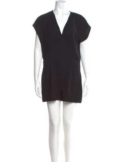 Pre-owned Diane Von Furstenberg V-neck Romper In Black