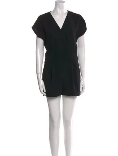 Pre-owned Diane Von Furstenberg V-neck Romper In Black