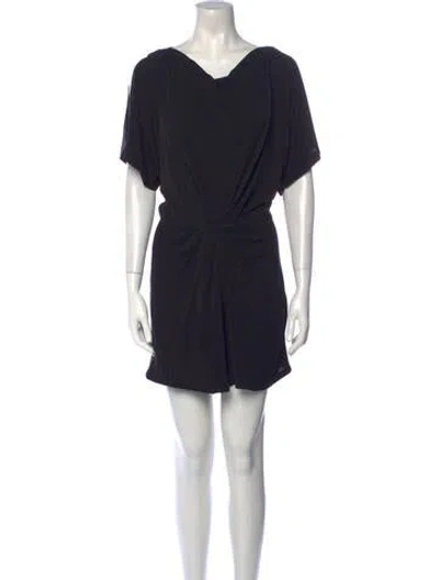 Pre-owned Diane Von Furstenberg V-neck Romper In Black