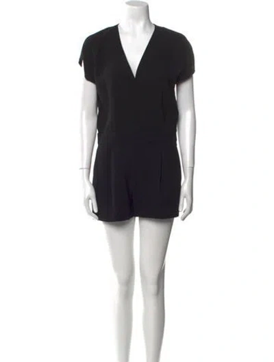 Pre-owned Diane Von Furstenberg V-neck Romper In Black