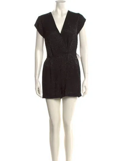 Pre-owned Diane Von Furstenberg V-neck Romper In Black