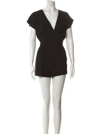 Pre-owned Diane Von Furstenberg V-neck Romper In Black