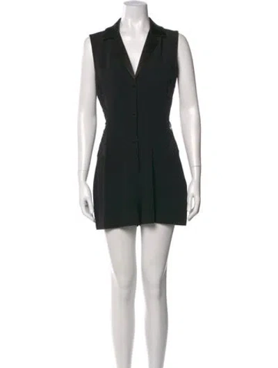 Pre-owned Diane Von Furstenberg V-neck Romper In Black