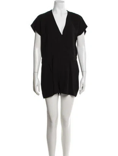 Pre-owned Diane Von Furstenberg V-neck Romper In Black