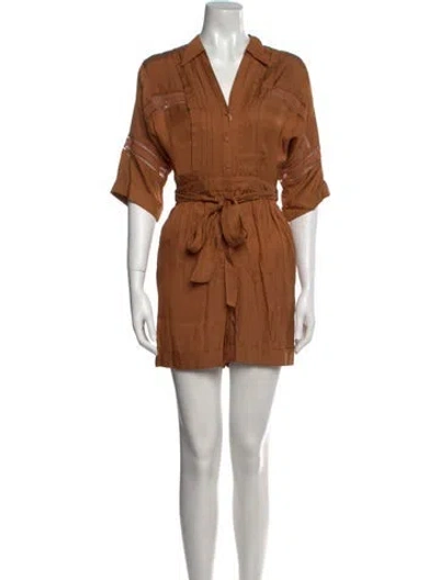 Pre-owned Diane Von Furstenberg V-neck Romper In Neutral