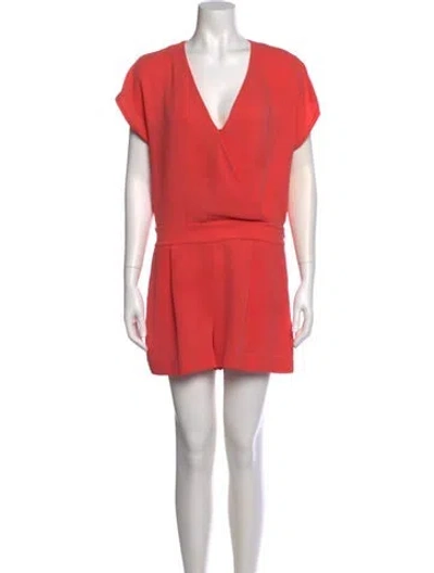 Pre-owned Diane Von Furstenberg V-neck Romper In Orange