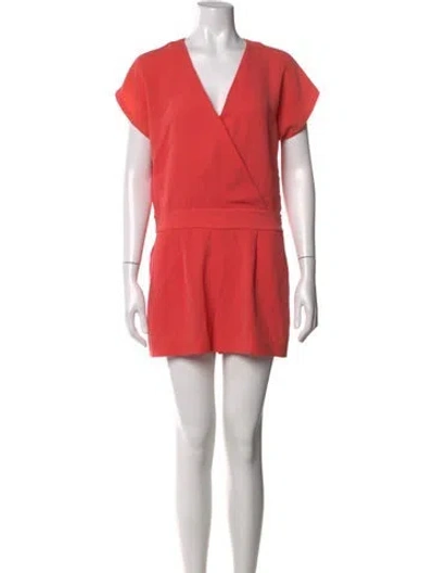Pre-owned Diane Von Furstenberg V-neck Romper In Orange