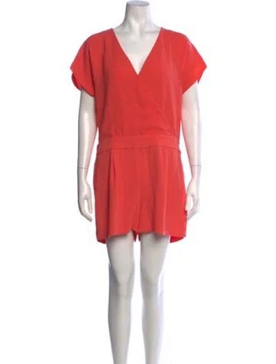 Pre-owned Diane Von Furstenberg V-neck Romper In Orange