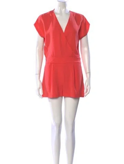 Pre-owned Diane Von Furstenberg V-neck Romper In Pink