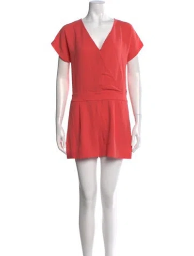 Pre-owned Diane Von Furstenberg V-neck Romper In Pink