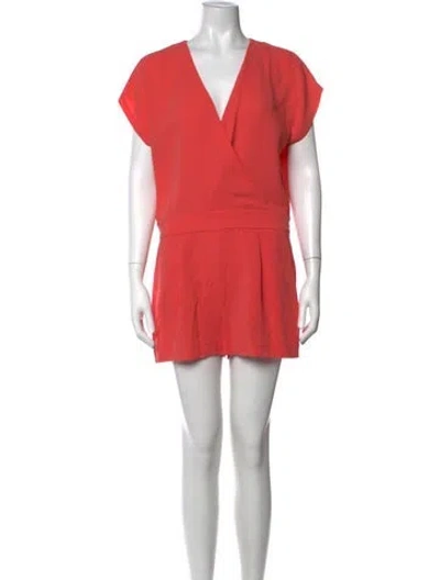 Pre-owned Diane Von Furstenberg V-neck Romper In Pink