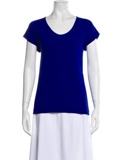 Pre-owned Diane Von Furstenberg V-neck Short Sleeve T-shirt In Blue