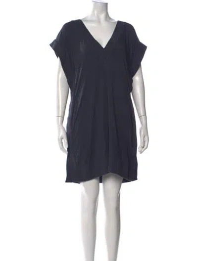 Pre-owned Diane Von Furstenberg V-neck Short Sleeve Tunic In Blue