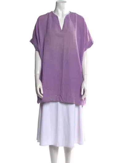 Pre-owned Diane Von Furstenberg V-neck Short Sleeve Tunic In Purple
