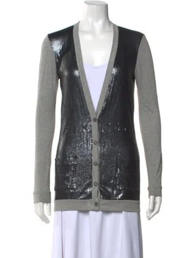 Pre-owned Diane Von Furstenberg V-neck Sweater In Gray