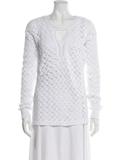 Pre-owned Diane Von Furstenberg V-neck Sweater In White