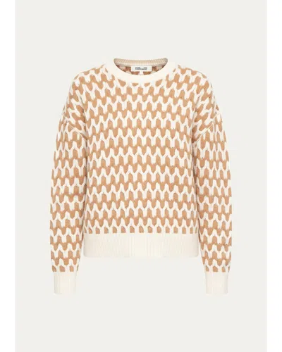 Diane Von Furstenberg Volto Zigzag Merino Wool-cashmere Sweater In Brown