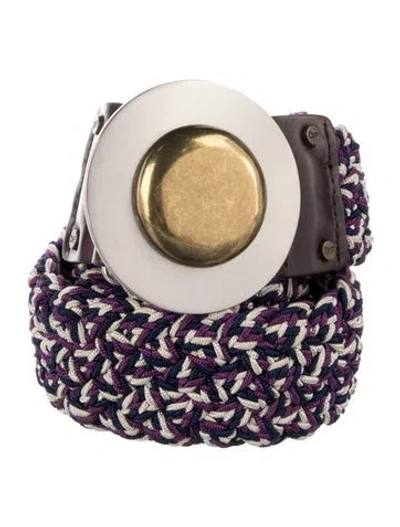 Pre-owned Diane Von Furstenberg Waist Belt In Purple/white