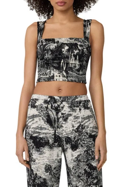 Diane Von Furstenberg Wendy Abstract Print Knit Crop Top In Gray
