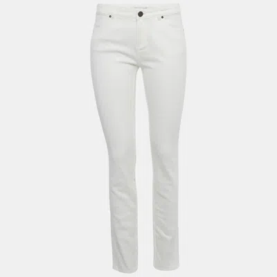 Pre-owned Diane Von Furstenberg White Denim Chainlink Jeans M/waist 29"