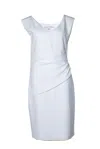 Diane Von Furstenberg White Draped Dress In Blue