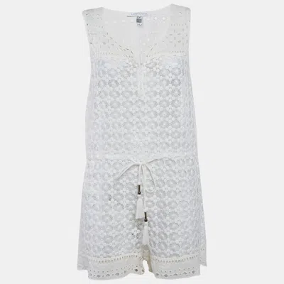 Pre-owned Diane Von Furstenberg White Lace Hamptons Playsuit S