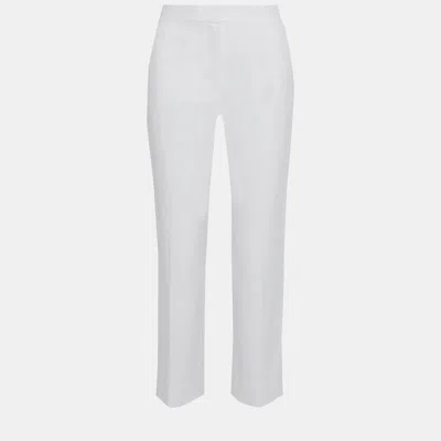 Pre-owned Diane Von Furstenberg White Stretch Pants L (us 8)