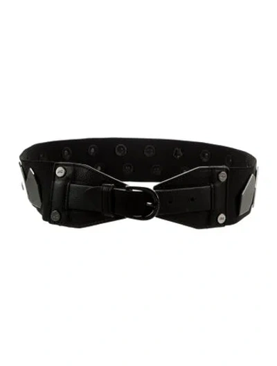 Pre-owned Diane Von Furstenberg Wide Leather Waist Belt In Black