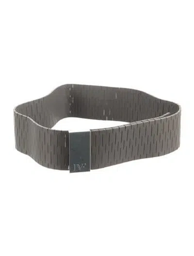 Pre-owned Diane Von Furstenberg Wide Leather Waist Belt In Grey
