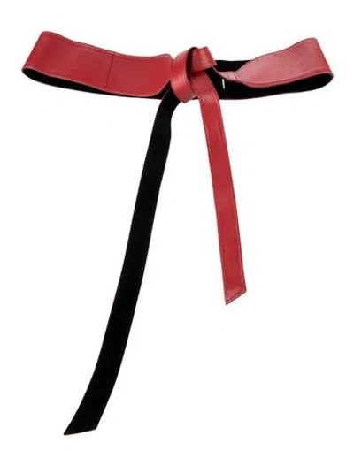 Pre-owned Diane Von Furstenberg Wide Leather Waist Belt In Red