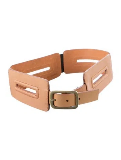 Pre-owned Diane Von Furstenberg Wide Leather Waist Belt W/ Tags In Neutrals