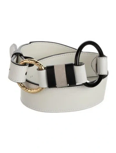 Pre-owned Diane Von Furstenberg Wide Leather Waist Belt In White