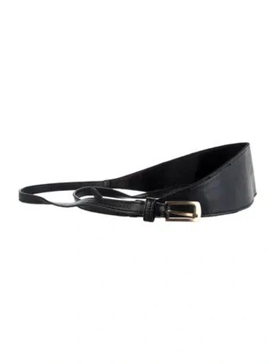 Pre-owned Diane Von Furstenberg Wide Ponyhair Belt In Black
