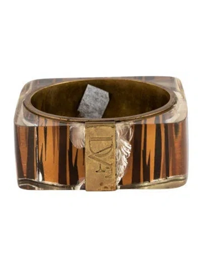 Pre-owned Diane Von Furstenberg Wide Resin Bangle, 7.5" In Brown