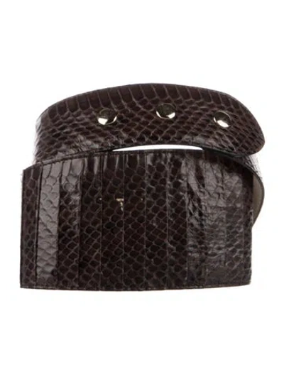 Pre-owned Diane Von Furstenberg Wide Snakeskin Waist Belt In Brown