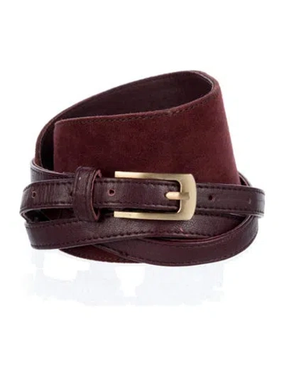 Pre-owned Diane Von Furstenberg Wide Suede Waist Belt In Burgundy