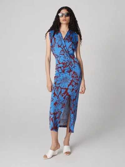Diane Von Furstenberg Williams Dress In Iliad Floral Burgundy