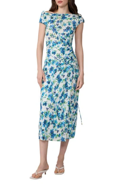 Diane Von Furstenberg Wittrock Floral Off The Shoulder Faux Wrap Midi Dress In Multi